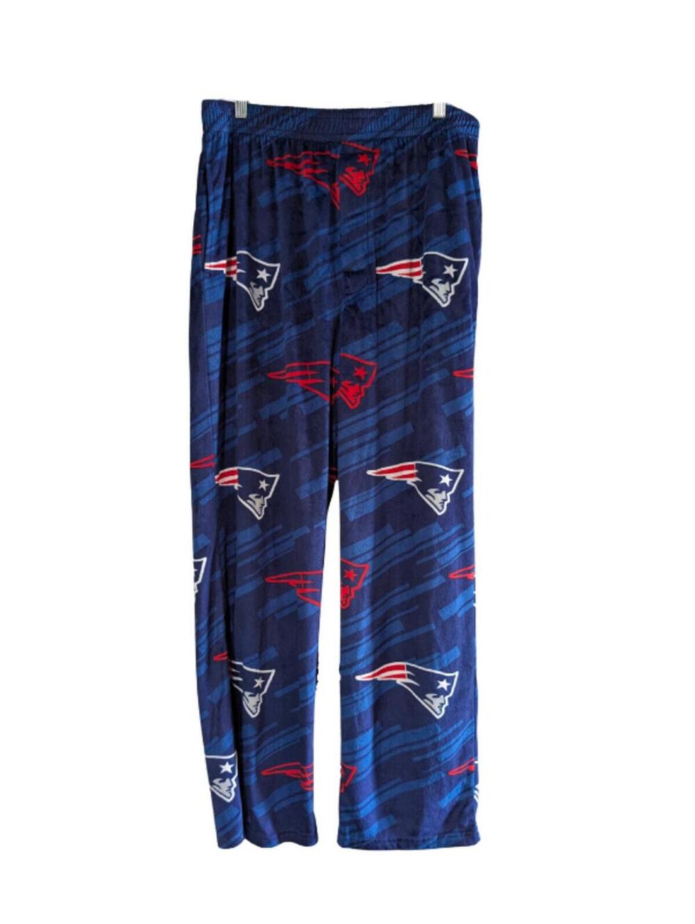 NFL New England Patriots Men's Lounge Pajama Pants, Blue Red, Large, Logo Print